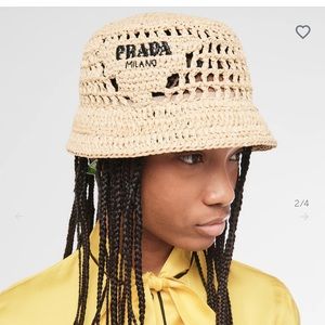 Prada raffia hat - wore once- medium - original box / dust bag included